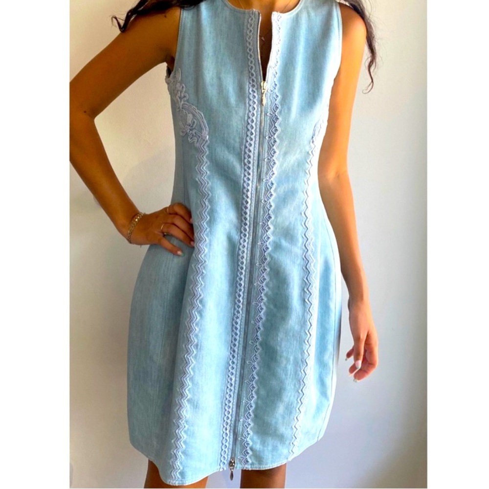 NEW ERMANNO SCERVINO embroidered denim dress, size S